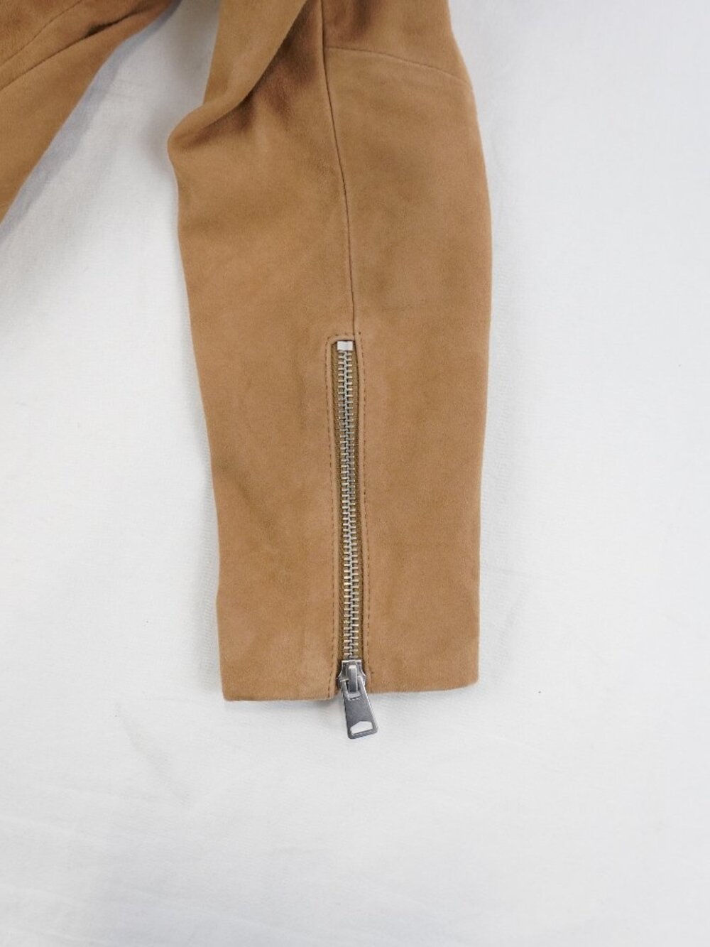 Quince Suede Full-Zip Biker Jacket In Pecan Brown - Women's Size Small - NWT - Picture 4 of 8